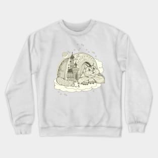 Cat dreaming in fairyland kingdom Crewneck Sweatshirt